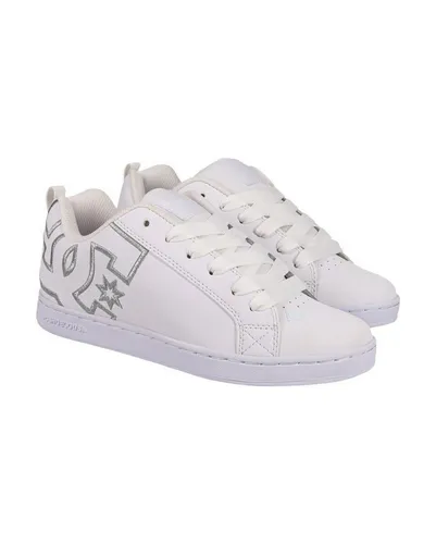 DC SHOES Court Graffik Sneaker, Gr. 10 (42), bunt (weiß, silber) - Sneaker für Frauen aus hochwertigem Nubukleder mit atmungsaktiven Belüftungslöchern und gepolstertem Komfort. Die unverkennbare Pill-Pattern-Lauffläche sorgt für besten Halt.