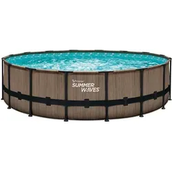 Summer Waves Frame Pool Komplettset 488x122 cm - Swimmingpool für die ganze Familie, robust und einfach aufzubauen, inklusive Filterpumpe, Leiter und Reinigungsset für unbeschwerten Badespaß im Garten.