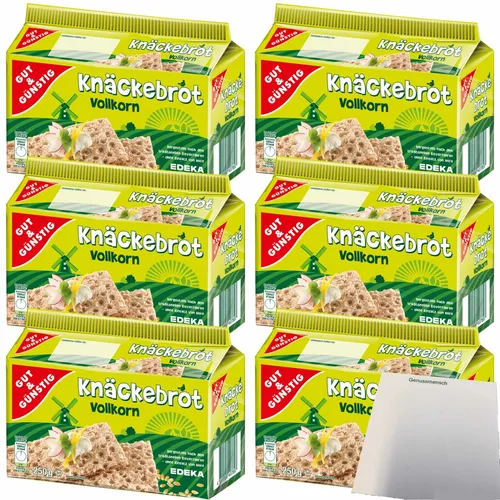 Gut&Günstig Vollkorn-Knäckebrot reich an Ballaststoffen 6x250g Packung usy