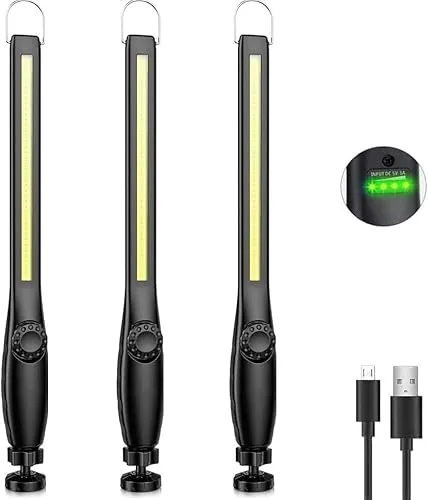 LED Arbeitsleuchte Taschenlampe Werkstattlampe Aufladbar COB inspektionslampe stablampe mit Magnetischen arbeitslampe für Auto Reparatur, Werkstatt, Garage, Camping, Notbeleuchtung (3 Stück)