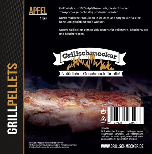 GRILLSCHMECKER Grillpellets Apfel 10kg (1,59 EUR/kg)