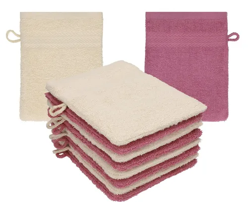 Betz Waschhandschuh 10 Stück Waschhandschuhe Premium 16x21 cm Farbe Sand - Beere