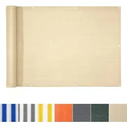 casa pura Balkonsichtschutz creme-beige 90 x 500 cm - Stabiler Balkonsichtschutz mit Metallösen, inklusive 12 Meter Befestigungsschnur. Ideal für Privatsphäre und UV-Schutzfaktor 90%. Hergestellt aus hochwertigem Polyethylen.