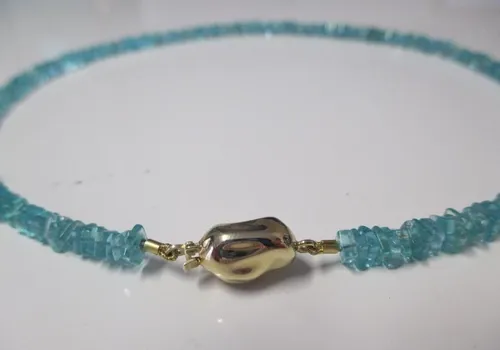 Edelschmiede925 Kette ohne Anhänger Edelsteinkette Apatit mit 585/- GG Schließe