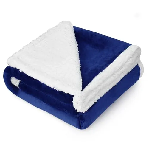 Pawsee Fleece Hunde Decke Flauschig Waschbar Sherpa Plüsch Kuscheldecke Hundebett für Katzen Welpen Katzen, Blau