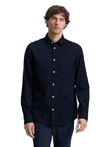 TOM TAILOR Langarmhemd blau XXL - Herren-Freizeithemden aus 100% Baumwolle, angenehm zu tragen und pflegeleicht, ideal für lässige Anlässe