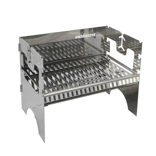outdoorer AlpenFlare Light Grill – mobiler Edelstahl-Grill für Holzkohle