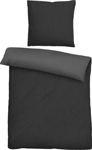 biberna Mako-Satin Bettwäsche 0615211 FEINE STREIFEN in grau von biberna