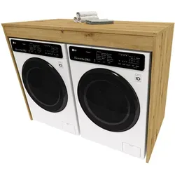 Raumhirsch Furniture Waschmaschinenschrank Eiche Artisan, 129x97x61 cm - Kompakter Waschmaschinenschrank aus hochwertigem Holzwerkstoff. Mit 128,5 cm Breite und 97 cm Höhe bietet er funktionalen Stauraum für Waschutensilien und sorgt dank seiner stabilen Bauweise für Langlebigkeit.