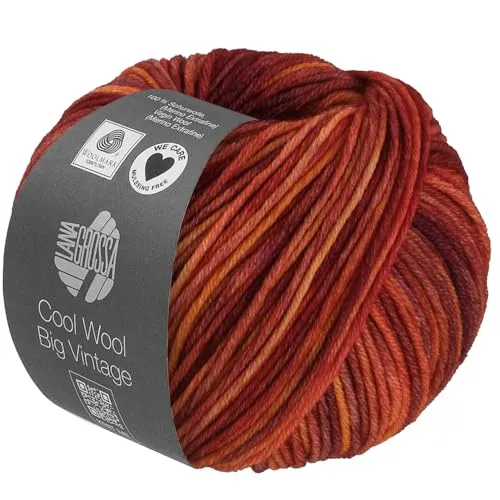 LANA GROSSA Cool Wool Big Vintage | Merinoklassiker mit Ton-in-Ton Farbeffekt | Handstrickgarn aus 100% Schurwolle (Merino extrafein) | 50g Wolle zum Stricken & Häkeln | 120m Garn FB 7188