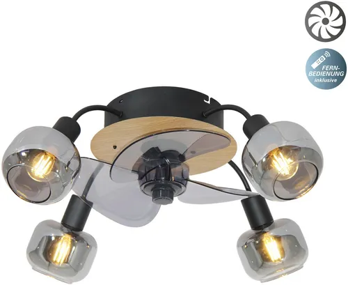 näve Deckenleuchte Fumoso Deckenventilator in schwarz von Näve