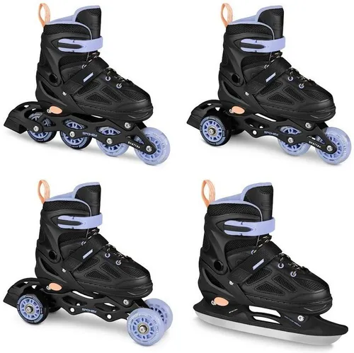 SPOKEY Quattro Set 4in1 Inliner/Rollschuhe/Triskates/Schlittschuhe VERSTELLBAR für Kinder und Jugendliche