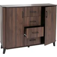 MCW Kommode P42 mit 4 Schubladen und 2 Türen – Walnuss-Optik 92x120x40cm