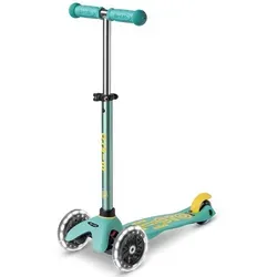 Micro Kinderroller Deluxe ECO LED mint - Nachhaltiger Dreirad-Scooter aus recyceltem Ozeanplastik, mit LED-Rädern für bessere Sichtbarkeit und einem höhenverstellbaren Lenker, ideal für Kinder von 2 bis 6 Jahren.