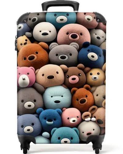 NoBoringSuitcases.com© Kinderkoffer Teddybär - Plüschtier - Tiere - Mädchen - Jungen 55x35x20cm, 4 Rollen, Kinder Koffer Klein, Trolley Handgepäck, Reisekoffer