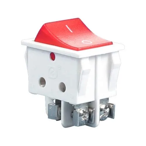 Einbau Wippschalter mit schraubkontakten, Geräteschalter, 2 polig (4pin) 16A 250~ rotbeleuchtet