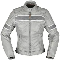Modeka Iona Damen Motorrad Lederjacke - Größe 40, grau - Motorradjacke aus hochwertigem Büffelleder mit großem Lederstretch für optimalen Komfort und Sicherheit. Ideal für stilbewusste Bikerinnen.