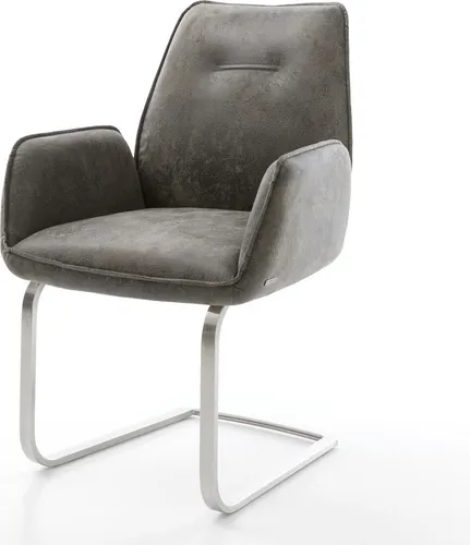DELIFE Freischwinger Zoa-Flex Mikrofaser Grau Antik in silber von Delife