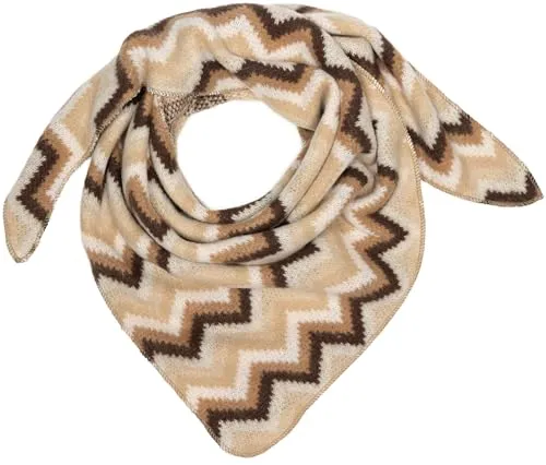 Caspar SC527 warmer Damen Dreieckschal mehrfarbig mit Zick-Zack Muster, Farbe:beige, Mode Größe:One Size