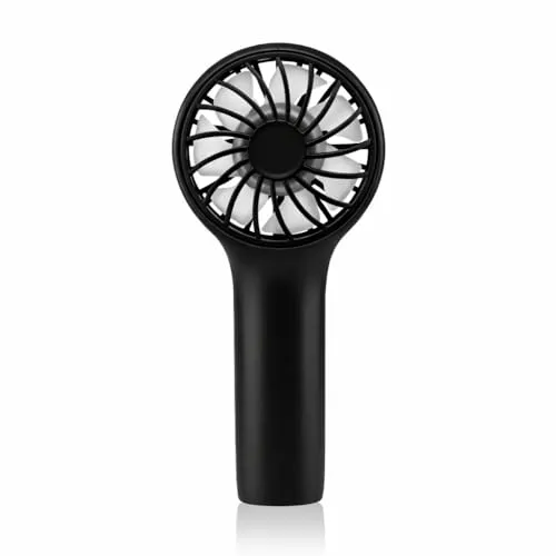 wonderlamp Bris Handventilator, Schwarz, 3 Geschwindigkeiten, Ladeanzeige und wiederaufladbarer Akku, kompakter Mini-Ventilator, ideal für Reisen