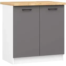Raumhirsch Furniture Unterschrank Oliwia, Weiß/Grau, 60 cm, Küchenmöbel - Moderner Küchenunterschrank mit edler Hochglanz-Front in Graphit und mattem weißen Korpus. Bietet viel Stauraum und eine robuste Arbeitsplatte für effiziente Küchenorganisation.