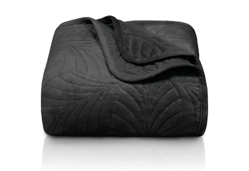 Gräfenstayn Premium Tagesdecke mit Blatt-Design in schwarz von Gräfenstayn