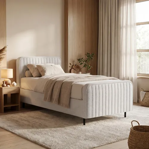 BEAUTYSOFA Polsterbett LAMI 90x200 cm mit Bettkasten & Matratze MEDIRO FORM H2