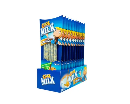COOL Süßigkeit, Cool Milk Trinkhalm mit Granulat und Cookies 5er 30g 10er Pack