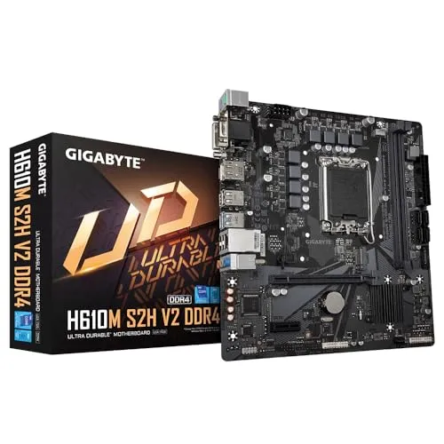 Gigabyte H610M S2H V2 Mainboard - mATX Mainboard für LGA 1700 mit Intel H610 Express, ideal für leistungsstarke Gaming-PCs und effiziente Multitasking-Anwendungen.