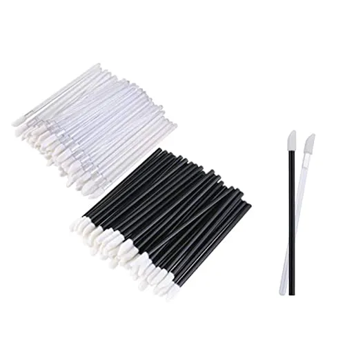 Stück Einweg-Lippenpinsel, Lippenstift Stab Applikator Lipgloss Concealer Pinsel Lippenapplikator Werkzeug (schwarz+weiß) 200