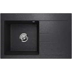 Luxor 1.0 Granit Spülbecken Schwarz Graphit - Elegantes Einzelbecken aus hochwertigem Granit, kratzfest und hitzebeständig, ideal für Ihre moderne Küche. Mit großzügiger Abtropffläche und einfacher Reinigung.