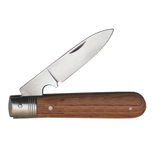 Dönges Kabelmesser 1- teilig mit Holzgriff , Klinge mit integriertem Schaber