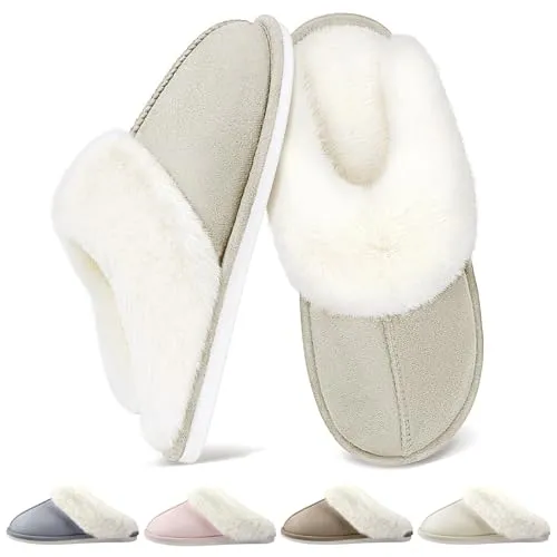 QQSQ Hausschuhe Damen Herren Winter Warme Bequem Plüsch Hausschuhe Weiche Flauschige Flache Pantoffeln Rutschfeste Slippers Indoor Outdoor