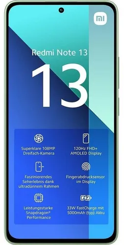Xiaomi Redmi Note 13 4G 256GB Mint Green - Simlockfreies Smartphone, 100 MP Kamera und leistungsstarker Dimensity 6080 Prozessor