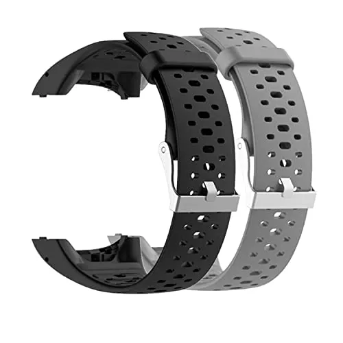 Huwokxix Uhrenarmband kompatibel mit Polar M400 / M430, verstellbares Silikon-Sportarmband, Ersatzband für Polar M400 / M430 Smart Watch (schwarz+grau)