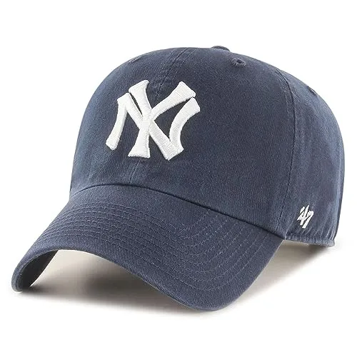 '47 Brand Strapback Cap - CLEAN UP New York Yankees Navy - Baseball Caps für Herren, entspannter Sitz aus der Cooperstown Collection für stilbewusste Fans