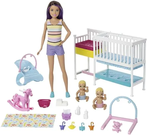 Barbie Skipper Babysitter Inc, Nap 'N' Nurture Kinderzimmer Accessoires - Puppenset mit über 15 Zubehörteilen, ideal für kreative Rollenspiele und Babysitter-Abenteuer für Kinder ab 3 Jahren.