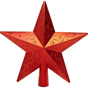 Heitmann-Deco Christbaumspitze 1008208, glitzernd, rot, Stern, aus Kunststoff, 20 x 19 cm
