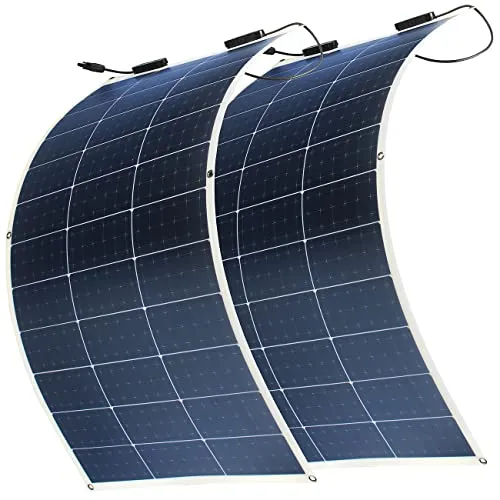revolt Semiflexibles Solarpanel: 2er-Set Flexible Solarmodule, MC4-komp., salzwasserfest, 100 W, IP67 (Solarpanel flexibel Balkon, Flexible Solar-Panel)