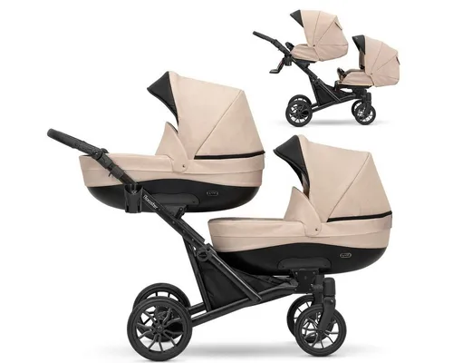 KUNERT Zwillings-Kombikinderwagen Kunert 2 in1 BOOSTER Graphite Zwillingskinderwagen, Zertifiziert von TUV NORD und ZETOM, EN 1888-1:2018 konform