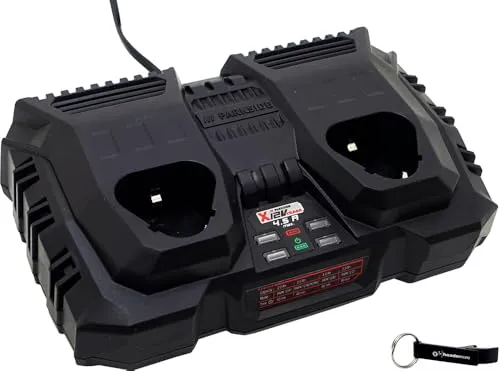HEADNMORE® Bundle - Parkside® 12V Doppel Ladegerät - Ladegeräte für 2 Akkus gleichzeitig, ideal für PARKSIDE X 12 V Team, inkl. HEADNMORE Schlüsselanhänger als praktischer Flaschenöffner.