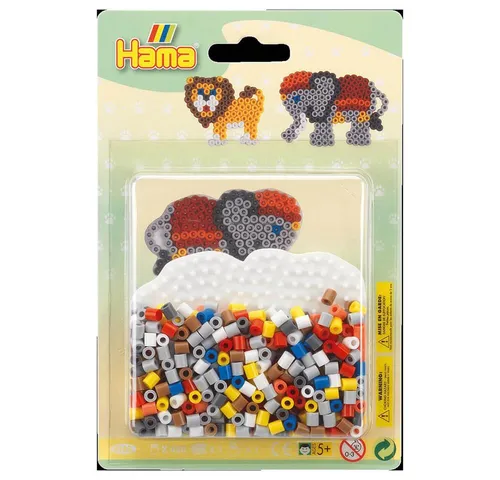 Hama Perlen Bügelperlen Hama Blister Löwe & Elefant Midi-Bügelperlen