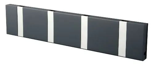LoCa Garderobe Knax 4 anthrazit - Moderne Wandgarderobe mit 4 klappbaren Haken aus Aluminium, ideal für platzsparendes Aufhängen im Flur. Belastbarkeit je Haken bis 25 kg.