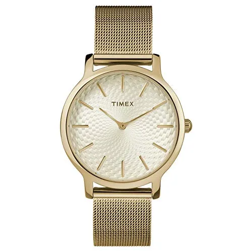 Timex Damen Analog Quarz Uhr mit Edelstahl Armband TW2R36100, Gold, Einheitsgröße