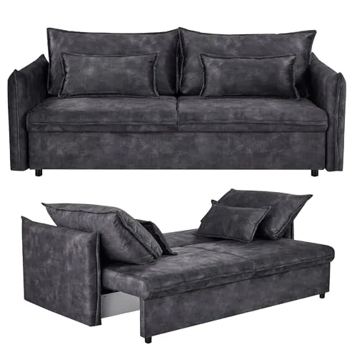 riess-ambiente Schlafsofa APARTMENT 215cm beige - Elegantes 3-Sitzer Schlafsofa mit Bettfunktion, samtiger Bezug und praktischem Bettkasten für optimalen Komfort im Wohn- oder Gästezimmer.