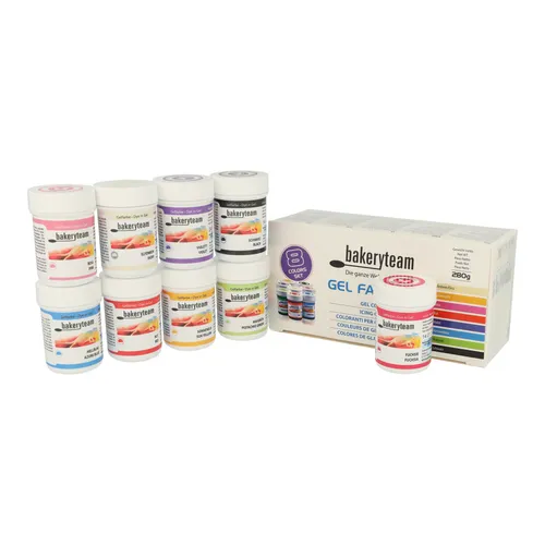 bakeryteam Lebensmittelfarben Set 8 x 35 g + Fuchsia (315 g)