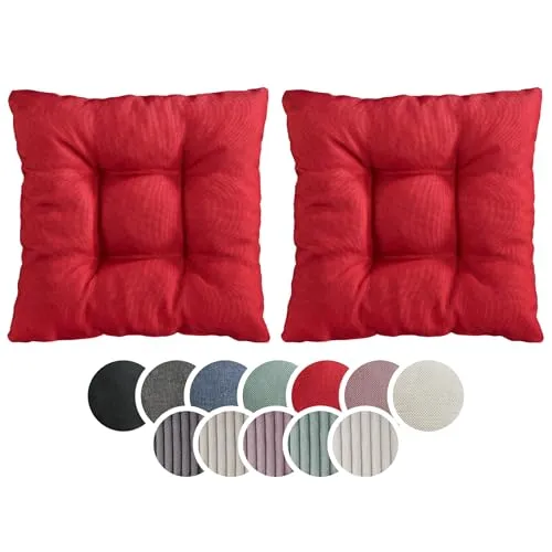 sleepling Stuhlkissen 2er-Set, weicher Möbelstoff, 38 x 38 cm, Sitzkissen in Farbe rot