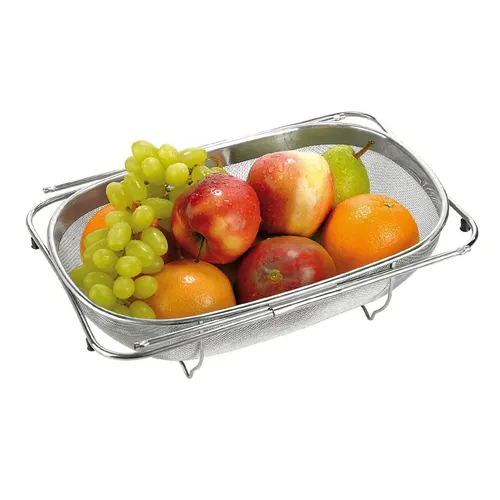 Tescoma GrandCHEF Verstellbarer Abtropfkorb 34 x 24 x 10,5 cm I Vielseitig für Lebensmittel & Servieren I Ausziehbare Griffe (34-54 cm) I Perfekt für alle Spülbecken I Spülmaschinenfest