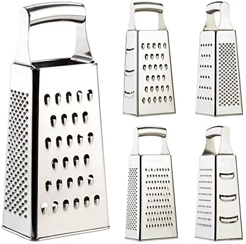 Rosenstein & Söhne Küchenreibe - Reiben aus Edelstahl mit vier scharfen Klingen für vielseitiges Zerkleinern von Hartkäse, Gemüse und mehr – ideal für jede Küche!