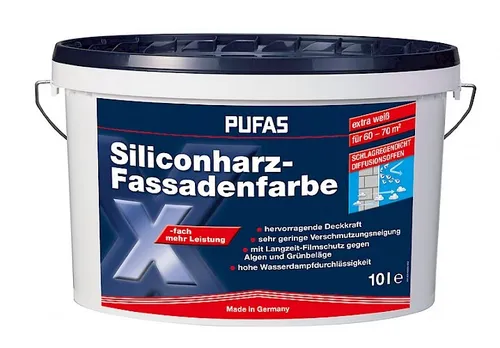 Pufas Siliconharz Fassadenfarbe 10L von PUFAS